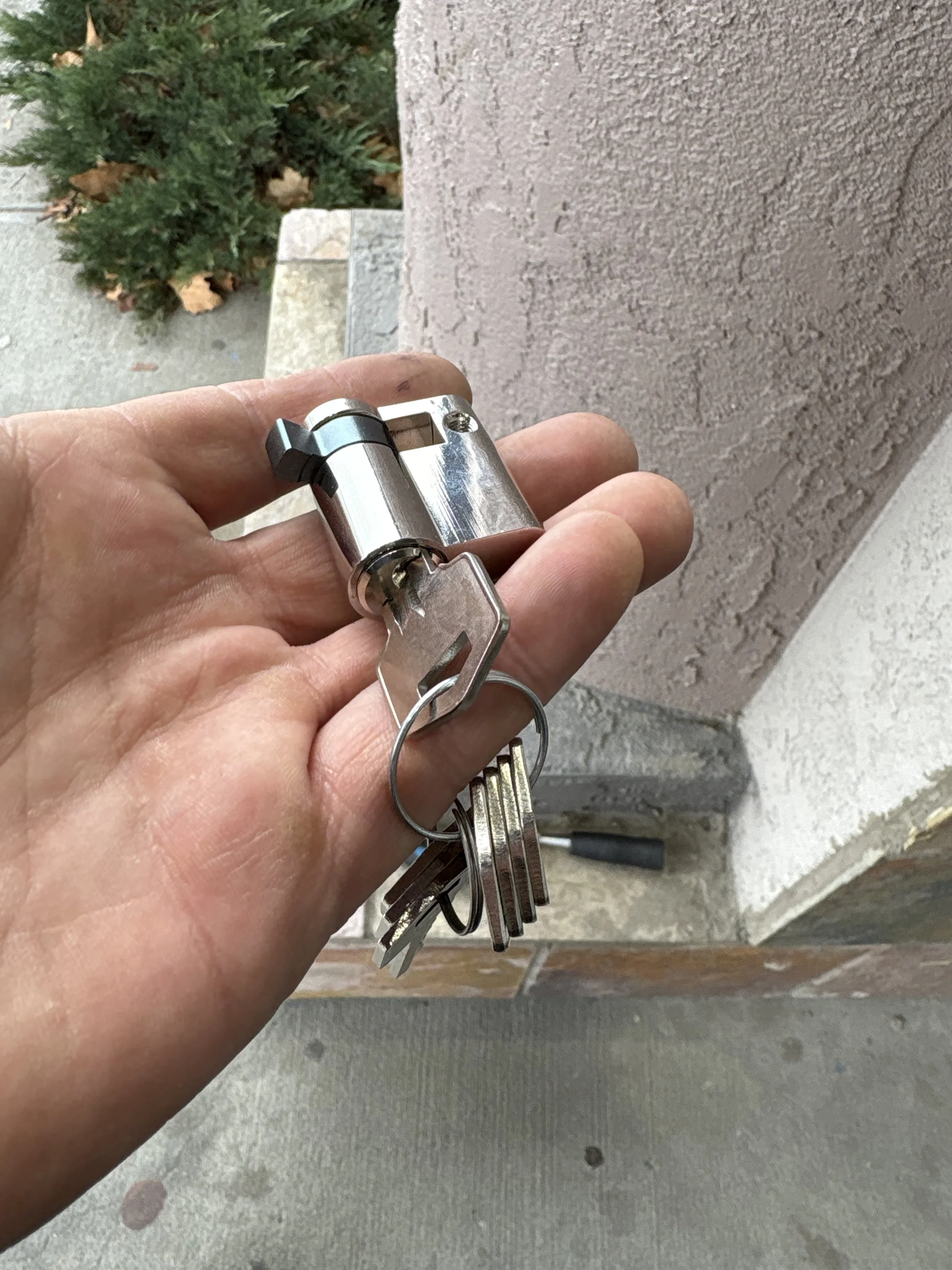 Lock cylinders and key blanks for a rekey job.